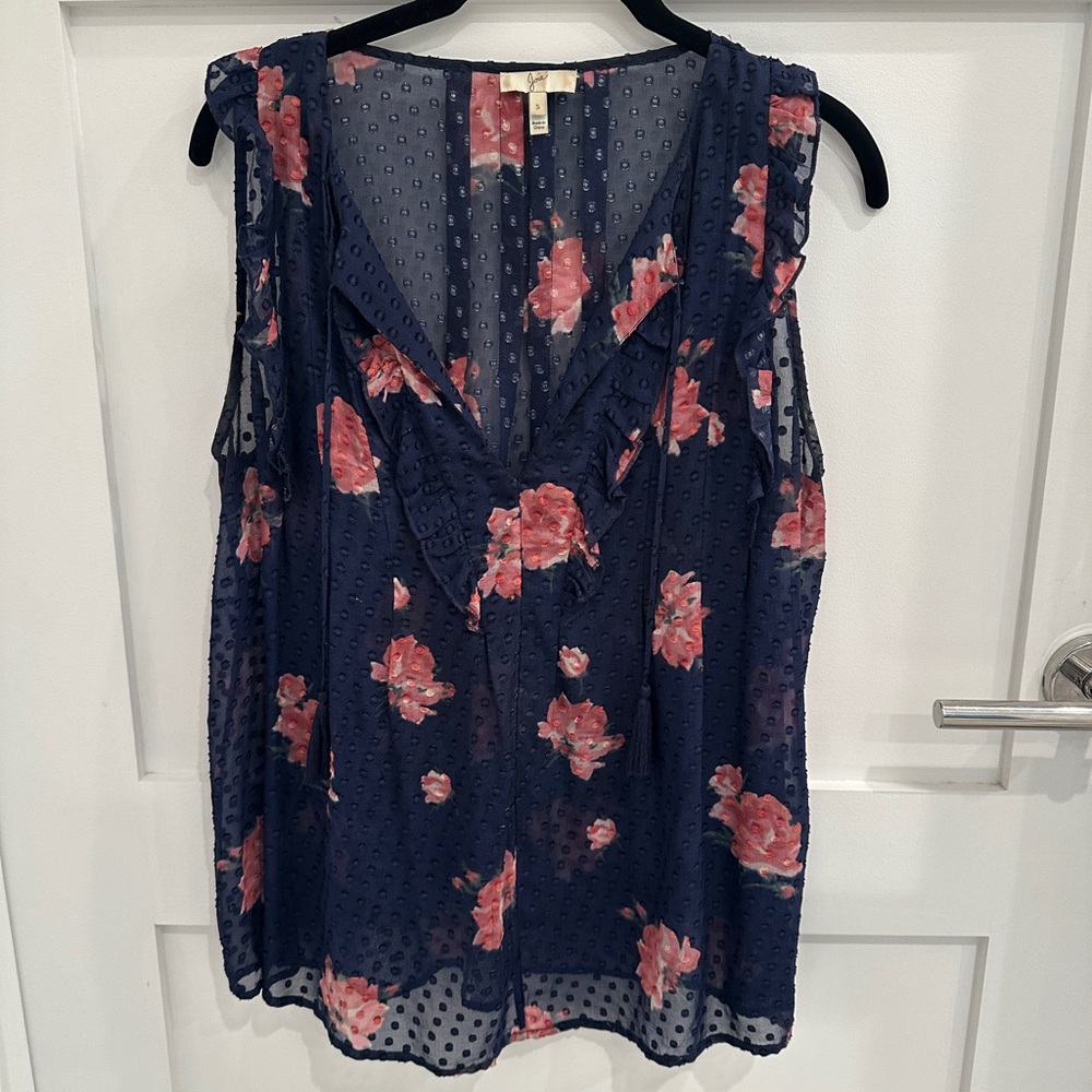Joie Floral Navy Sleeveless Top